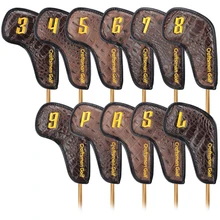 Чехол для гольфа с железной головкой, 11 шт., LH/RH, Крокодиловая Кожа, коричневая, длинная шея, защита для гольф-клуба, с номером, для использования в железе