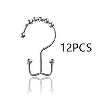 

Rustproof Double Glide Bathroom Shower Curtain Hook Ring Roller Balls 12 Roller Ball Rings Stainless Steel Metal