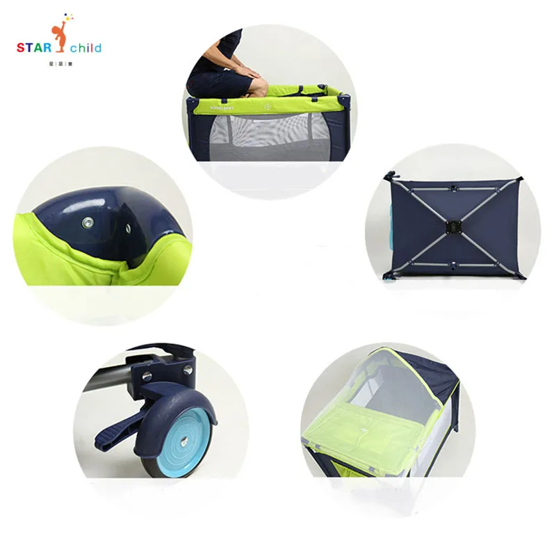 Baby crib Game bed Diaper table Baby bed Multifunctional crib Foldable Portable With rollers Easy to fold and travel