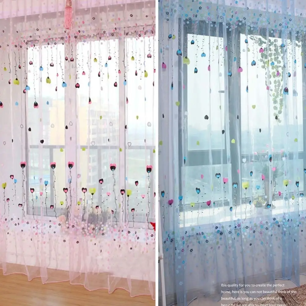 None 1PC Flying Balloon Tulle Curtain Window Screening Gauze Drape Balcony Voile for Home Hotel Decoration Unwashable