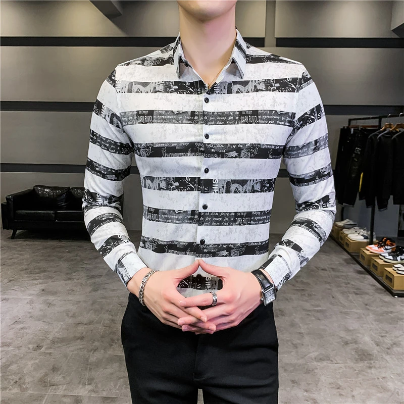 2020 Роскошные рубашка для мужчин Slim Fit мужской строгий деловой рубашки уличная