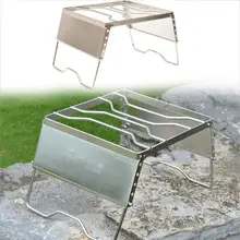 Windproof Camping Pot Holder Rack Portable Stainless Steel Burner Bracket Grill Set Pot Roast Pan Bracket with Windshield