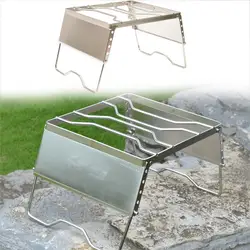 Windproof Camping Pot Holder Rack Portable Stainless Steel Burner Bracket Grill Set Pot Roast Pan Bracket with Windshield