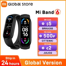 Глобальная версия Xiaomi Mi Band 6, смарт-браслет с экраном, кислородом, фитнес-тренером, пульсометром, Bluetooth, водонепроницаемый смарт-браслет 6 Глобальная версия Xiaomi Mi Band 6, смарт-браслет с экраном, кислородом, фитнес-тренером, пульсометром, Bluetooth, водонепроницаемый смарт-браслет 6