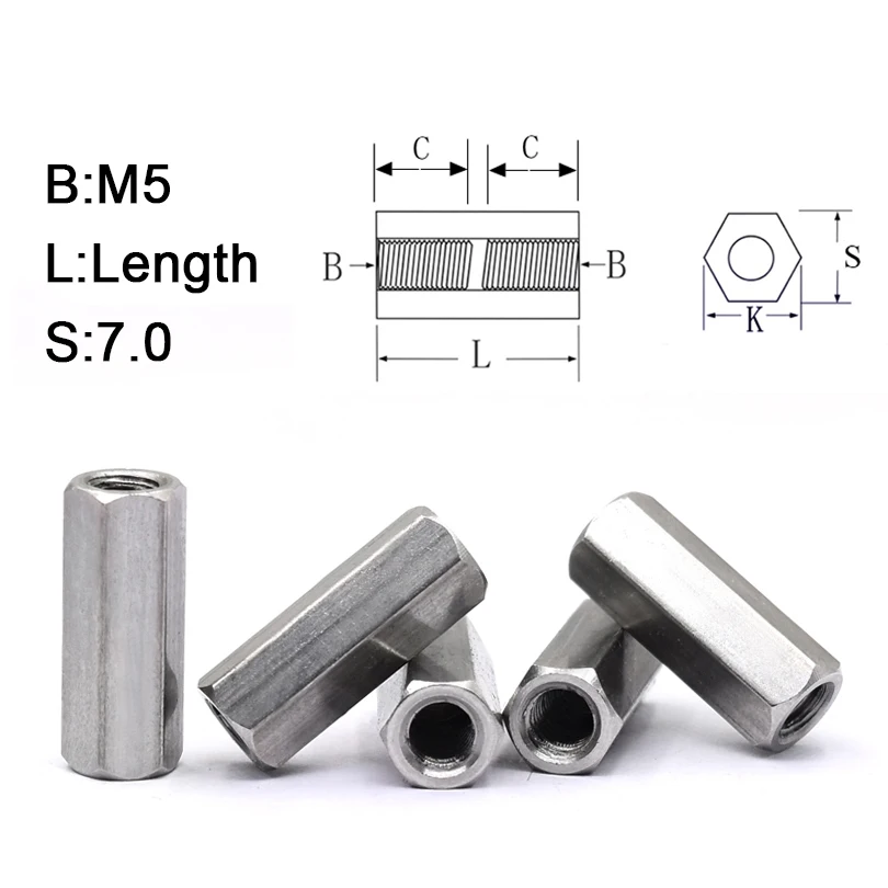 Spacing Bolt Spacers with inside and outside thread m5 sw8 45mm m5x45 sw8x45 
