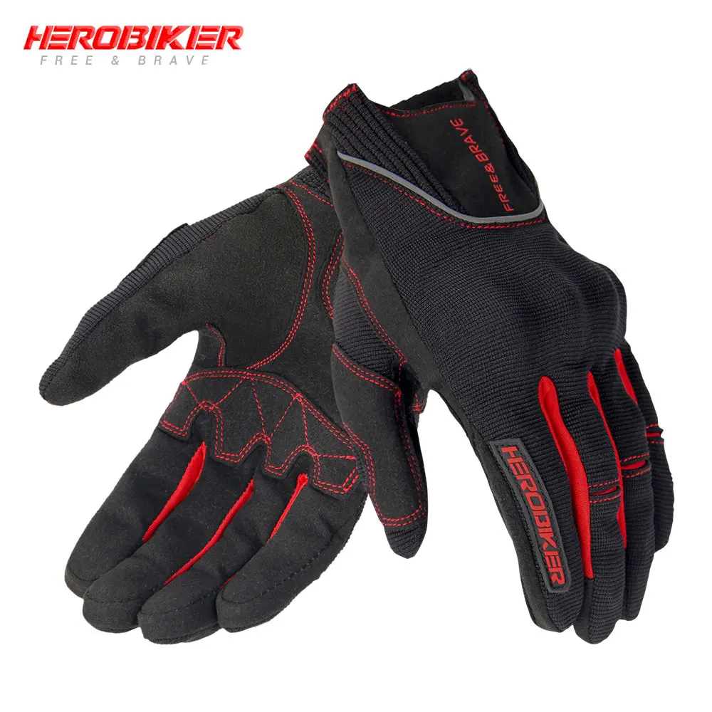 HSTX-002-Red HEROBIKER мотоциклетные перчатки для езды по бездорожью Luva Motociclista Guantes мото байкерские перчатки для мотокросса с сенсорным экраном Мотоциклетные Перчатки - Цвет: HSTX-002-Red