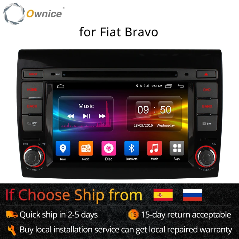 Автомобильный DVD плеер Ownice C500 Android 6 0 восемь ядер для Fiat Bravo 2007 2012 радио с GPS Bluetooth 4G