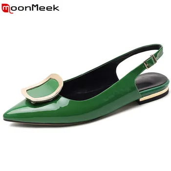 

MoonMeek 2020 new arrival women flat shoes patent leather pointed toe summer casual shoes comfortable single shoes ladies