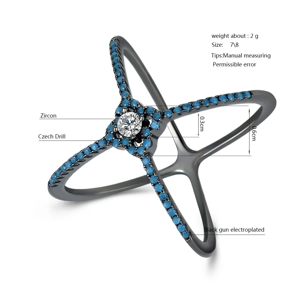 UILZ Роскошные AAA кубического циркония микро проложить установки большой Х образный палец кольца Потрясающие ювелирные изделия женские аксессуары UR178