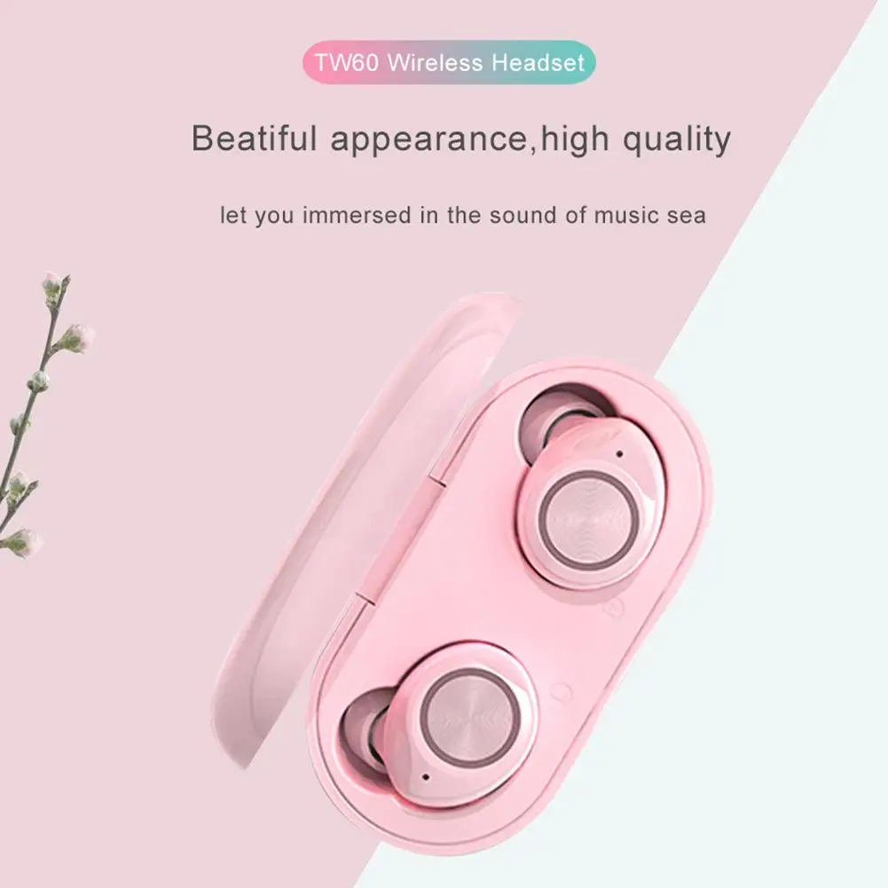 TW60 Bluetooth наушники Беспроводная гарнитура с зарядным отсеком 400 мАч наушники Беспроводная сенсорная Bluetooth Спортивная гарнитура