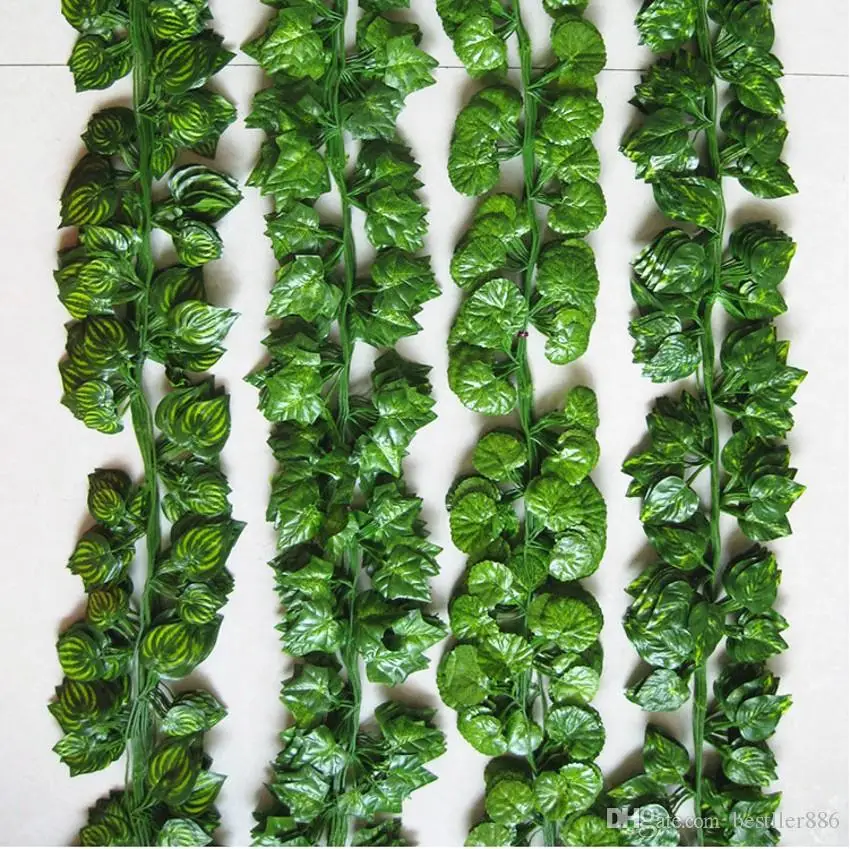 2.1M 120Pcs Wired Ivy Leaves Garland Silk Artificial Vine Greenery For Wedding Home Office Decoratiove Wreaths 2017 New Style | Дом и сад
