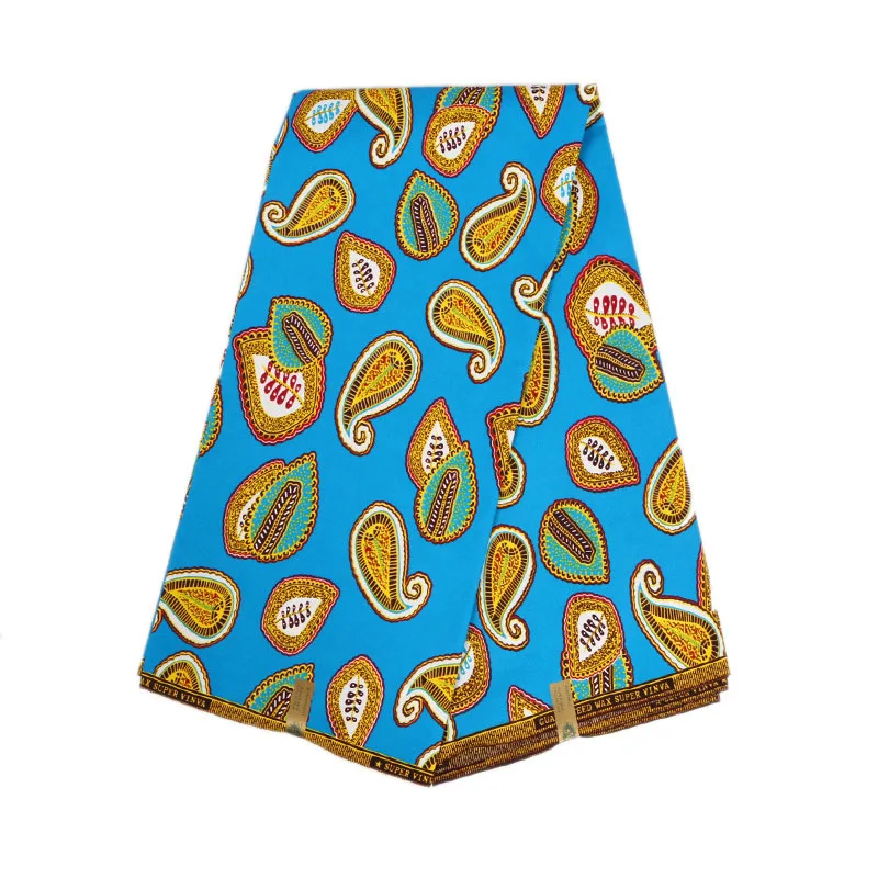

2019 New Fashion Arrivals African Dutch Wax Fabric Leaf Printed African Pagnes Veritable Wax Printed Blue Fabric