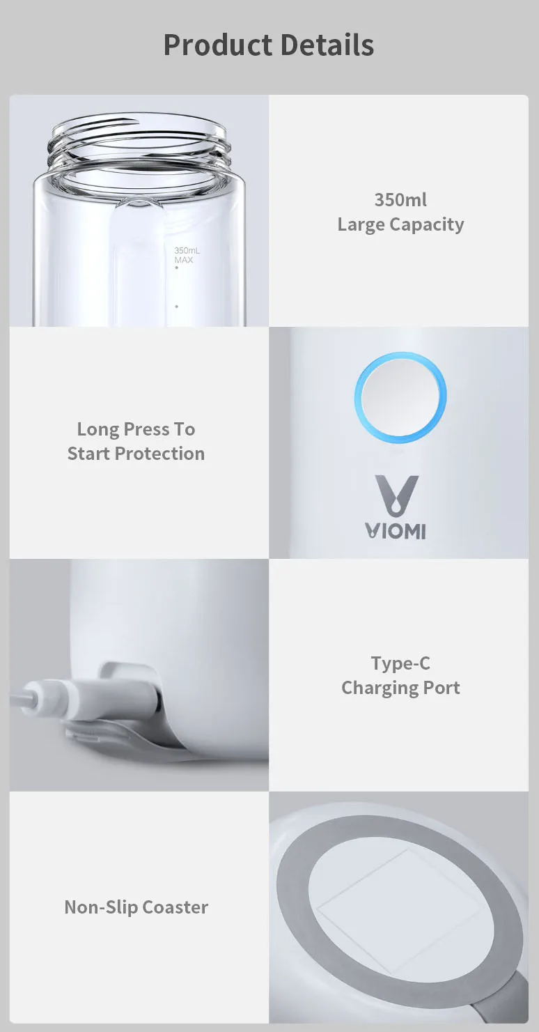 VIOMI VBH129 350 мл Портативная USB соковыжималка 45s быстрая соковыжималка фруктовый Овощной Миксер для наружной кухни