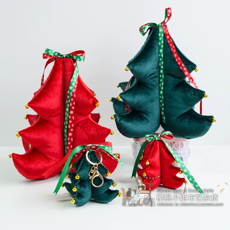 Ткань Искусство Рождественская елка материал для упаковки своими руками для начинающих введение красно-зеленая бархатная ткань из хлопка пакет