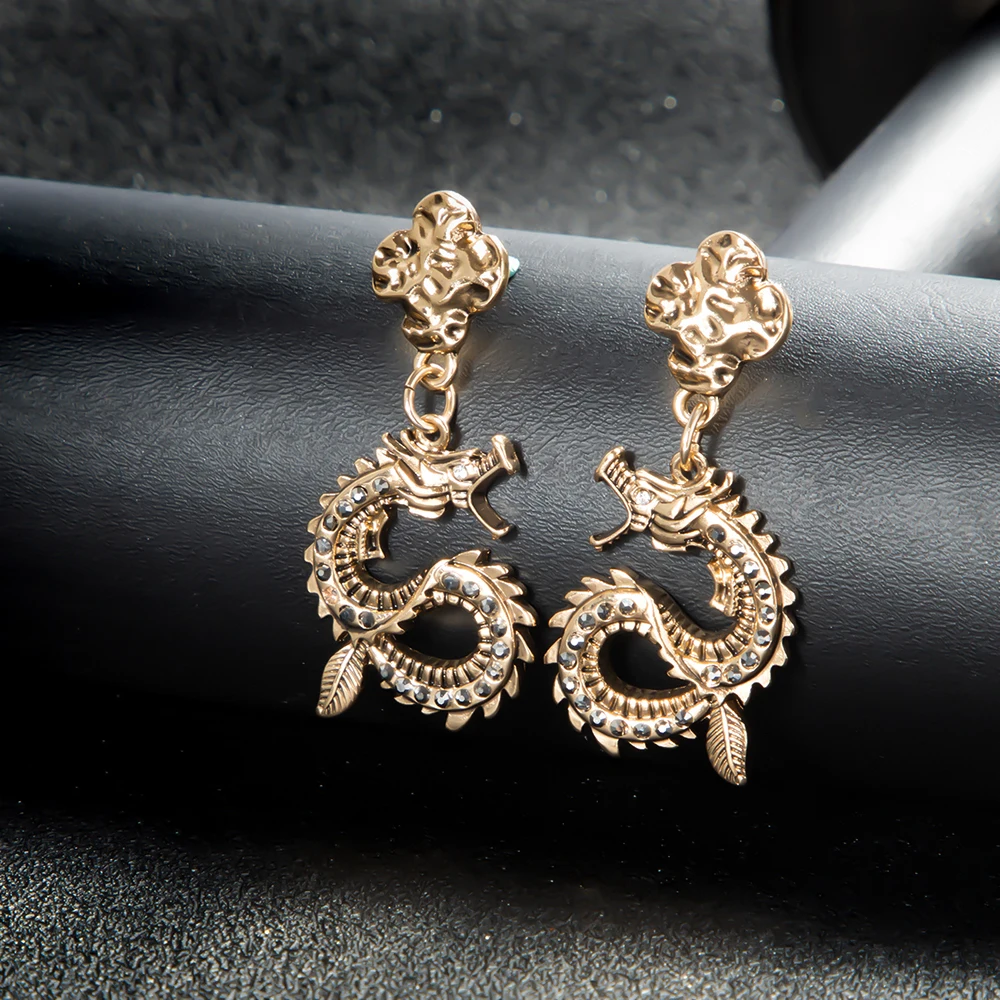 

Luxury Earrings 2019 Women Dragon Statement Earrings Gold Earrings in Handmade Stud Earrings Gifts for Women