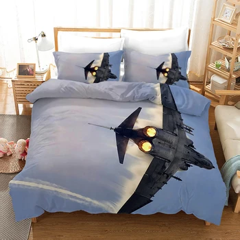 

Combat Aircraft Bedding Set Duvet Covers Armed Fighter Printing Pillowcase Comforter Bedding Set Bedclothes Bed Linen(NO Sheet)