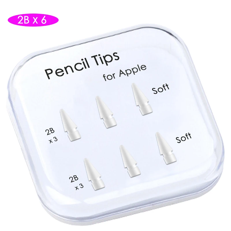 tablet chargers Pencil Tips for Apple Pencil 1st / 2nd Generation, Double-Layered iPad Stylus Nib, Both Soft and Hard, Used for 3 Years - 6 Pack touch screen tablet with pen Tablet Accessories