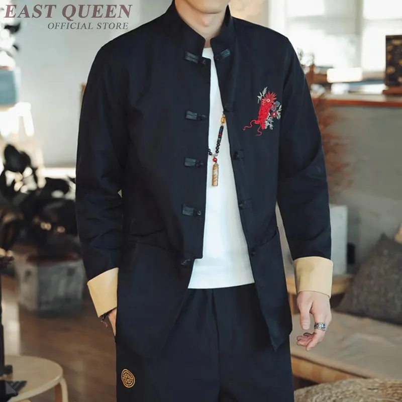 Восточная одежда для мужчин Шанхай Тан костюм китайский мандарин куртка Вышивка традиционная китайская одежда для мужчин KK2915