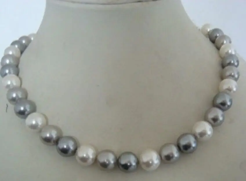

stunning AAA+9-10mm tahitian white grey multi color pearl necklace 17inch