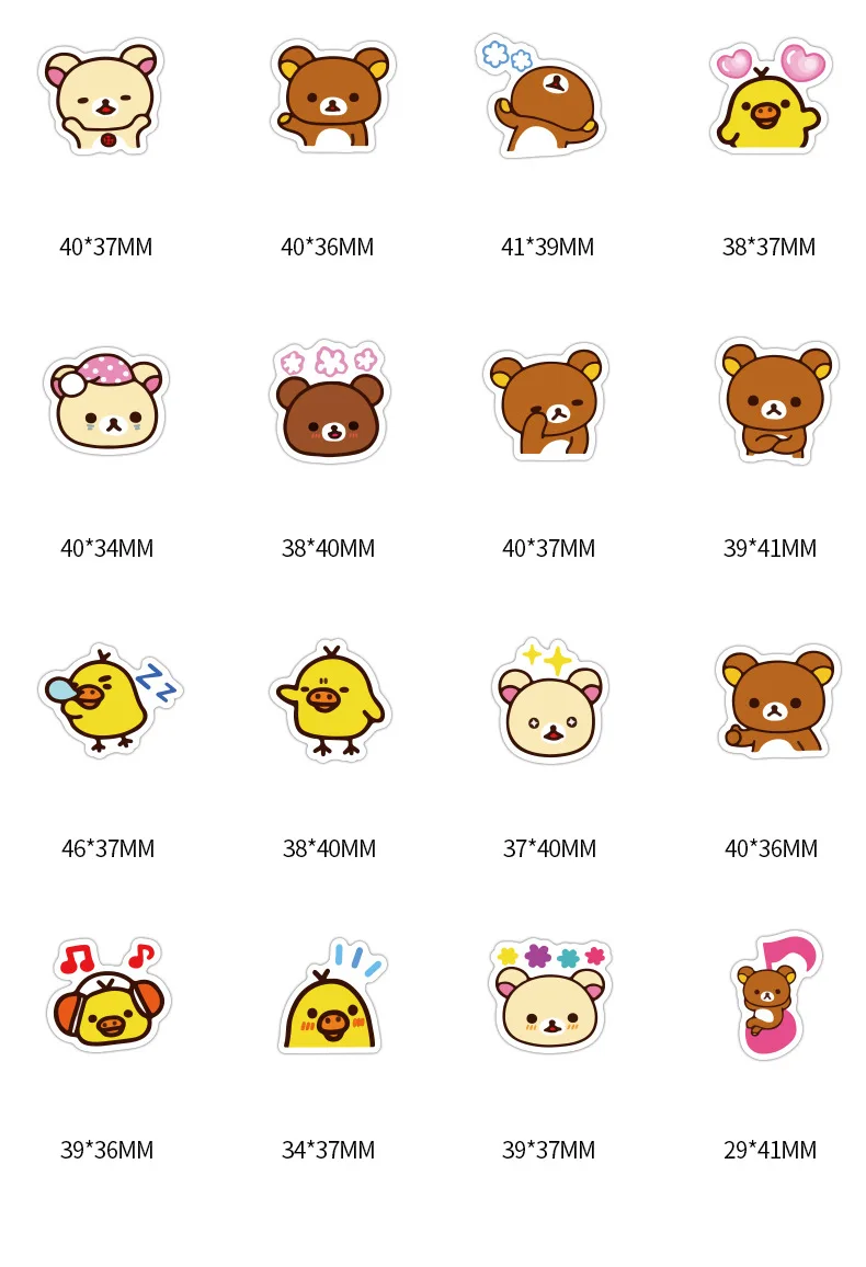 40 шт. в упаковке, Мультяшные наклейки Rilakkuma s, водонепроницаемые, ПВХ, скейтборд, багаж, скрапбукинг, гитара, забавный автомобиль, Vsco, наклейка для девочек, детская игрушка