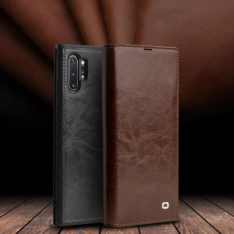 

Luxury Genuine Leather Case For Samsung Galaxy Note 10 Plus Handmade Flip Case For Samsung Note 10 Plus Cover With Card Slot