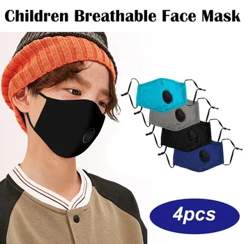 

4PCS Kids' Breathable Mouth Mask Unisex Solid cotton Reusable Adjustable Dustproof Face Mask Protective mondkapjes wasbaar Aug14
