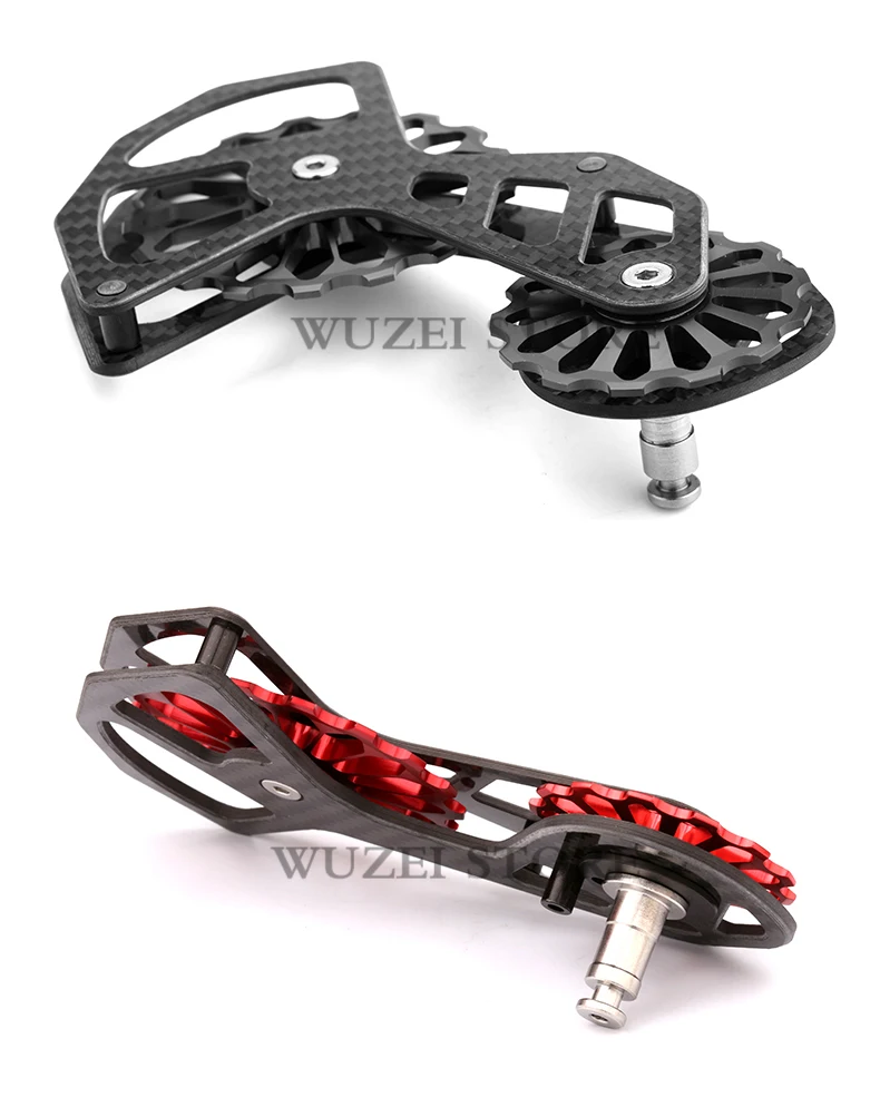 WUZEI MTB Bike Carbon Fiber Ceramic Rear Derailleur17T Pulley Guide Wheel for SHIMANO R6800 R7000 R8000 R9100 Bicycle Derailleur