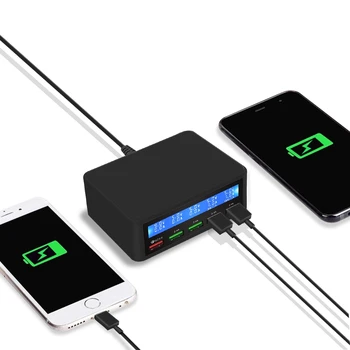 

QC 3.0 Quick Charge Dock 5 Port Usb LCD Display Multi HUB Phone Fast Charger Station Adapter For Iphone Xiaomi Huawei