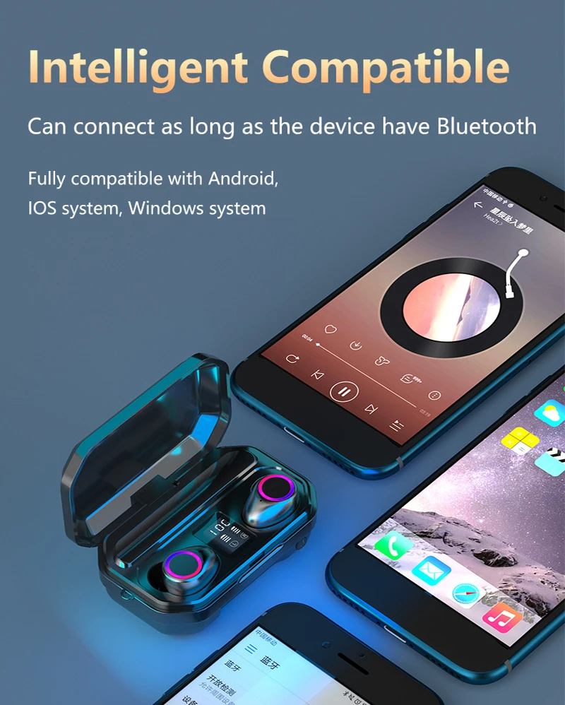 TWS Bluetooth 5.0 Earphone Wireless Headphones earphones Sport Earbuds Gaming Headset With Mic Charging Box For IOS Phone M12