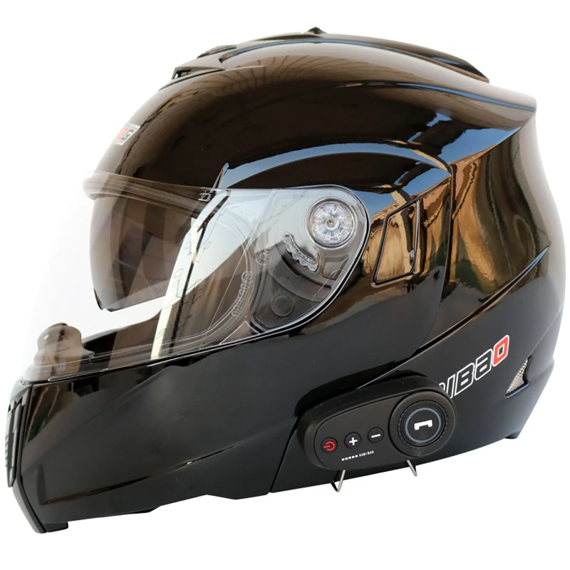 black Motorcycle helmet motorcycle bluetooth helmet electric vehicle helmet 1200 mAh battery life - Цвет: black