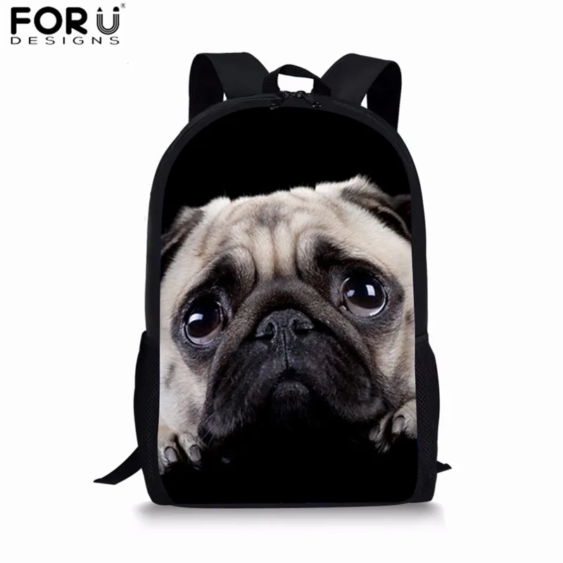FORUDESIGNS/рюкзак, принт с Мопсом, школьные сумки для начальной школы, комплекты для девочек, Подростковый рюкзак, детская сумка, рюкзак для мальчиков с собакой, Mochilas - Цвет: Z3051C
