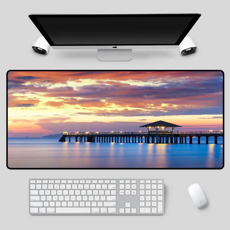 

XGZ Exquisite large-size table mat beautiful dawn seascape series mouse pad gaming keyboard pad for csgo dota2