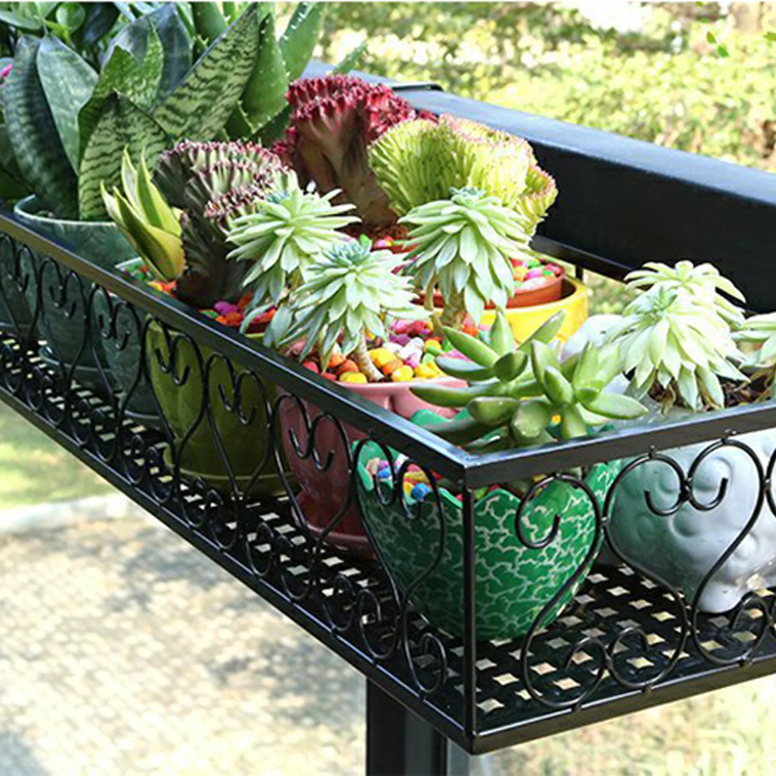 Cintre Métallique Pour Plantes Suspendues - Support De Balcon/clôture Pour Pots - Décoration Intérieure Et Extérieure