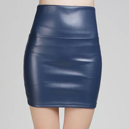 Navy blue Женские юбки из искусственной кожи осенне-зимняя уличная мода Повседневный офис, женское облегающее сексуальное узкая юбка в обтяжку мини бархатная юбка для женщин Jupe - Цвет: Navy blue