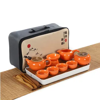 

Kitchen dining bar accessories teapot for black tea kung fu glass ceramic protable tea bowl 50ml cup caddies scoop tray set