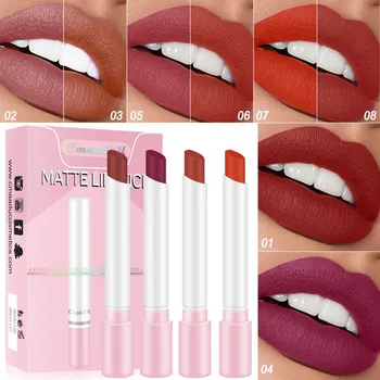 

CmaaDU 8 Colors Long Lasting Waterproof No Fading Lipstick Matte Velvet Fog Surface Smoke Tube Lipstick Single Pack TSLM1