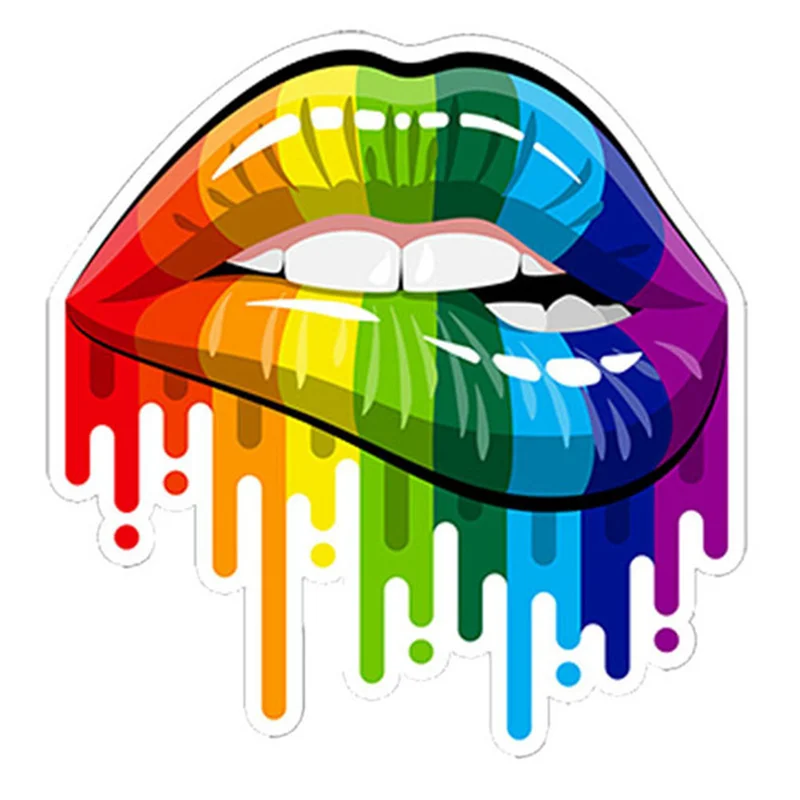

13CM*13CM Rainbow Girl Sexy Lips Laptop/Motorcycle Car Sticker Fashion Colorful Applique Lips Reflective Decal Computer Stickers