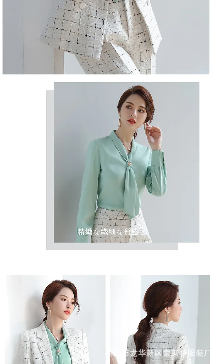 Women Clothes Professional Wear Lattice Women's New Fashion Korean British Style Suit Ladies Dress Uniforms Women Suit
