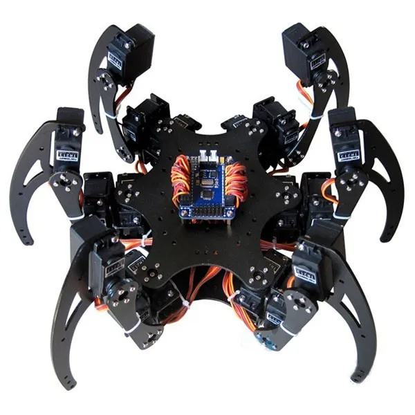 Собранная 18 дюймовая алюминиевая рама робота Hexapod Spider Six 3DOF на ножках с