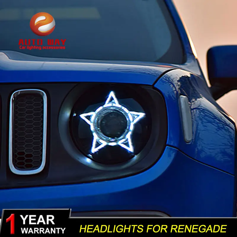 Автомобильный Стайлинг фара Чехол Для Джип Ренегат фары для Renegade- фары светодиодный фары DRL Двойной Луч би-ксеноновых фар, Высокопрочная конструкция
