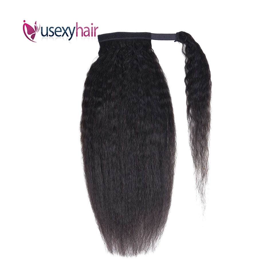 

Ponytail Kinky Straight Human Hair Brzilian Remy Clip In Human Hair Extensions Wrap Around Ponytail Extensions For Black Women