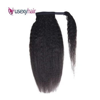 

Ponytail Kinky Straight Human Hair Brzilian Remy Clip In Human Hair Extensions Wrap Around Ponytail Extensions For Black Women