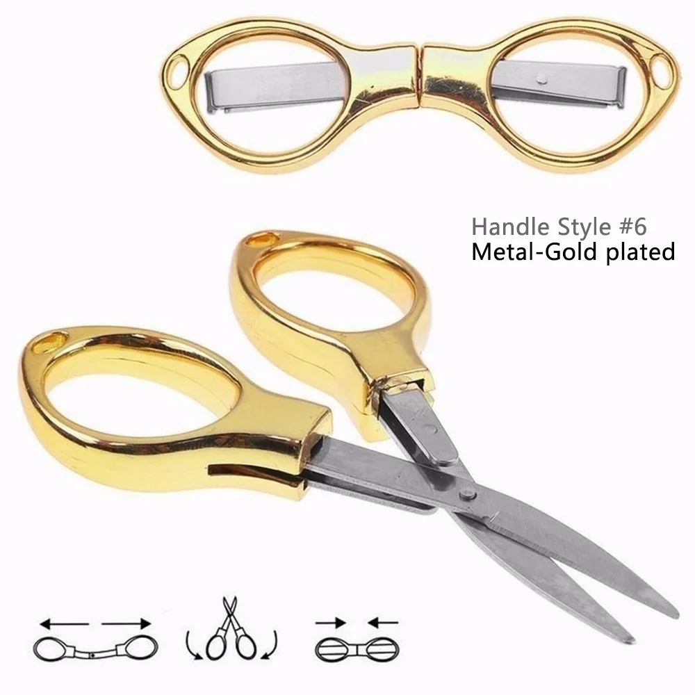 Metal Gold plated Складные мини-ножницы для шитья/ручная работа своими руками Портативные Выдвижные из нержавеющей бумаги/Аксессуары для резки лески - Цвет: Metal Gold plated