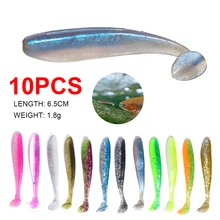 Lot d'appâts artificiels souples en Silicone pour la pêche, pack d'appâts pour attraper des poissons, queue en T, 6.5cm, 10 pièces 