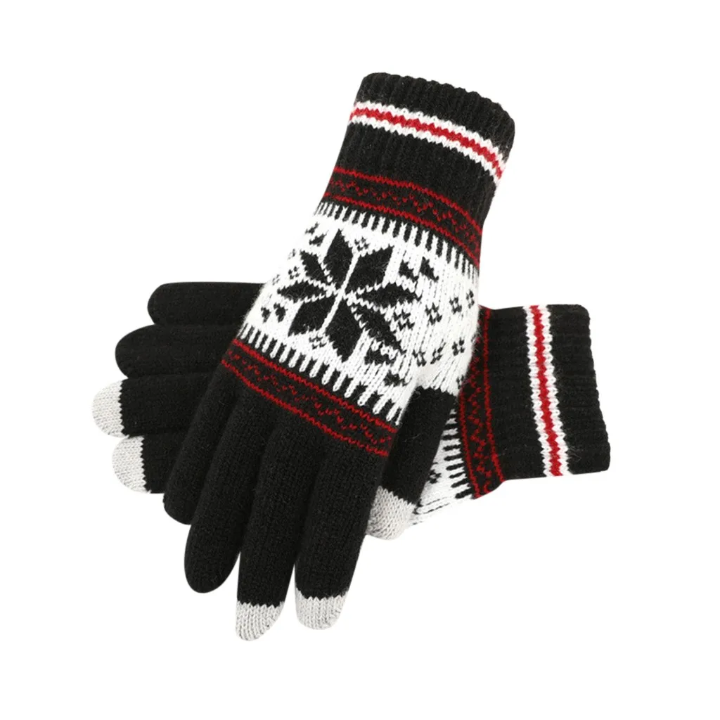 Fashion Touchscreen Womens Winter Outdoor Sport Warm Gloves female gloves Mobile Phone Women Winter Warm Gloves#Y4 - Цвет: Black