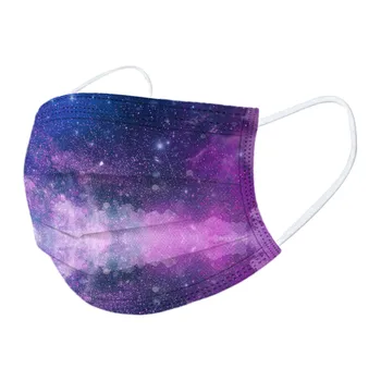 

50pcs Adult Disposable Mask Tie-dye Gradient Printed Three-layer Non Woven Masks Dustproof Earloops Masks Masque Mascarilla