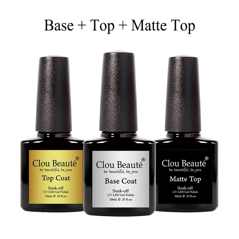 Clou Beaute Гель-лак подарочный набор! полупостоянная гель uv Vernis светодиодный гель лак для ногтей Лаки Гибридный био-Гели Soak Off Гель-лак лаков для ногтей Краски - Цвет: 10ml Base Top Matte