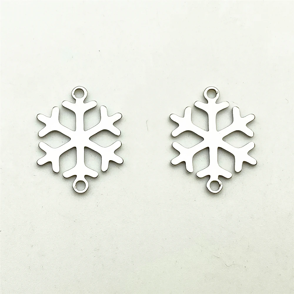 10pcs Winter Snowflake Charm Bracelet Pendant Stainless Steel Connector Connectors Jewelry Handmade Diy Making | Украшения и