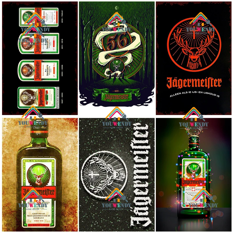 Jagermeister Liqueur Vintage Metal Plaque Retro Alcohol Tin Signs Yege Holy Deer Wine Metal Plate Pub Bar Man Cave Wall Decor