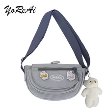 

YoReAi Japanese Women Casual Zipper Shoulder Bag Cute Girls Mini Nylon Phone Purse Messenger Cute Student Kawaii Crossbody Bags